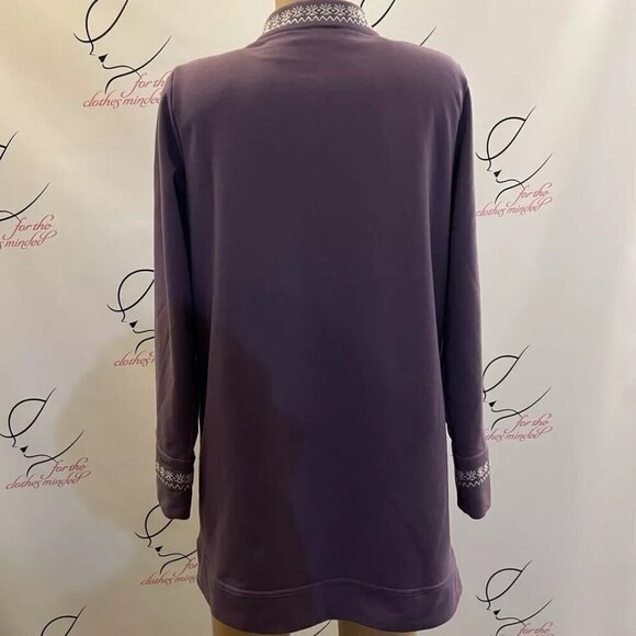 Roaman's. Sz S. Cotton/poly. Embroidered. Tunic Length. Zip up. Cardigan. B109 - Picture 2 of 5